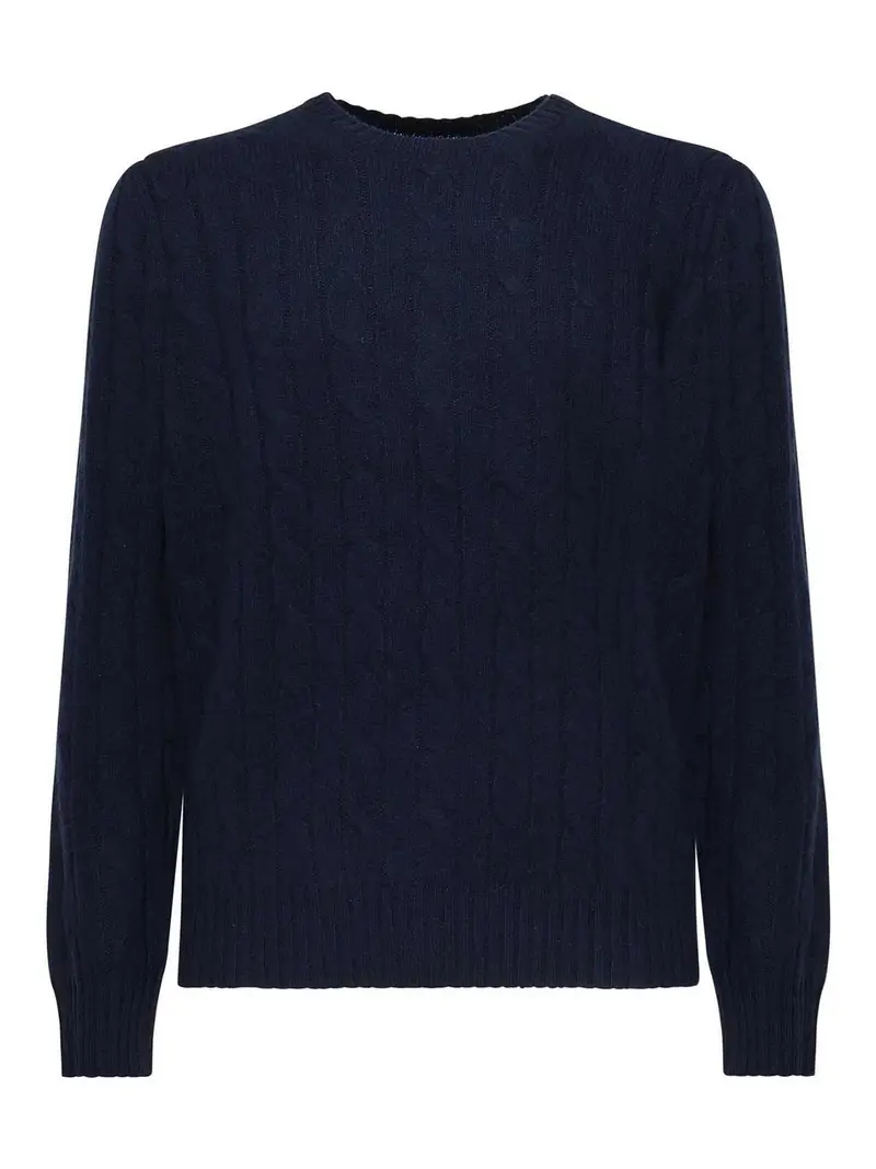 Maglione cashmere a maglia via cavo Blu