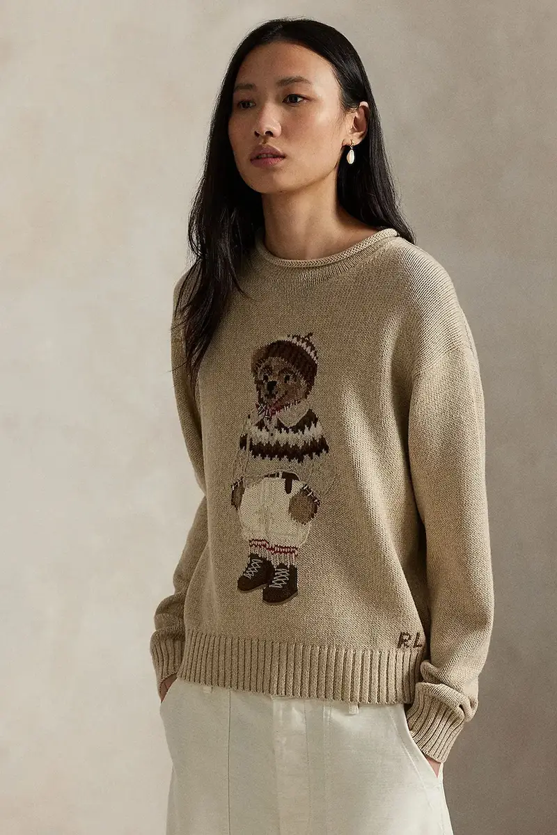 maglione con lana colore beige 211978315