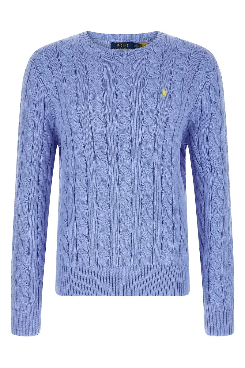 Maglione Cotone A Trecce Azzurro