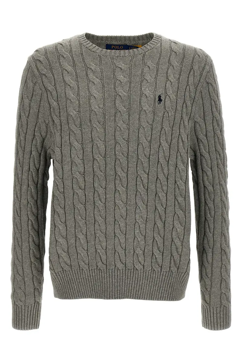 Maglione Cotone A Trecce Grigio