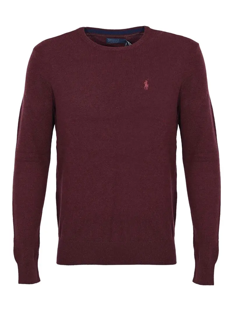 Maglione di lana con logo Rosso Scuro