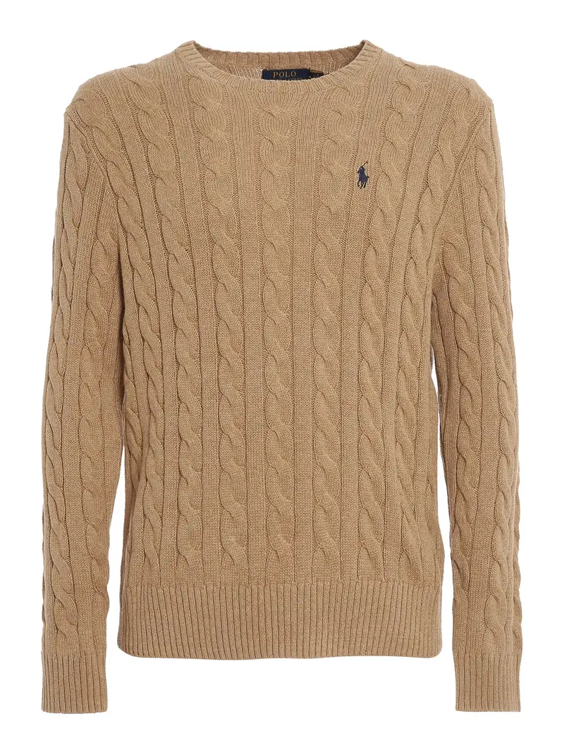 Maglione girocollo in cotone Beige
