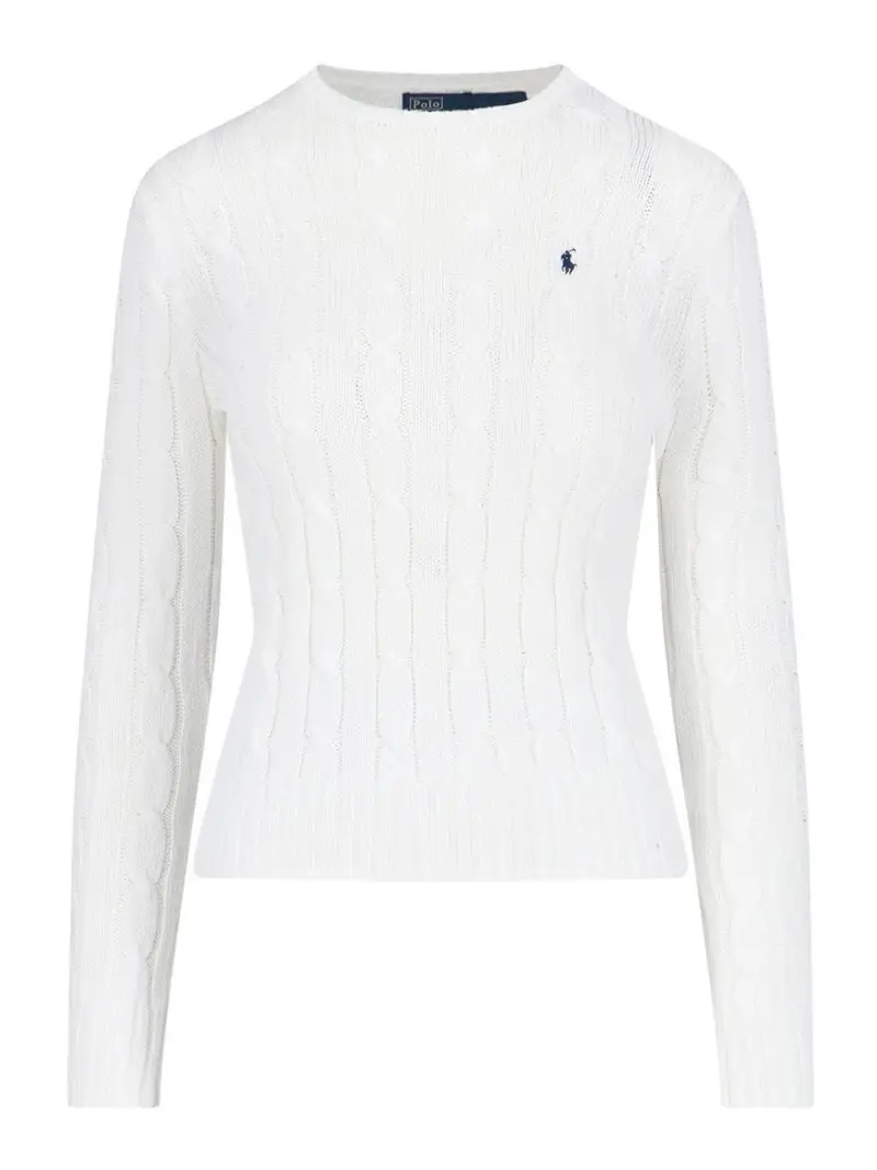 Maglione Girocollo Logo Bianco