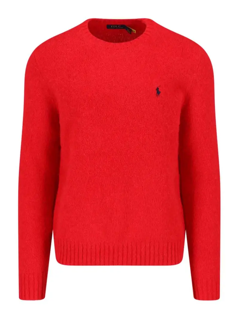 Maglione Girocollo Logo Rosso