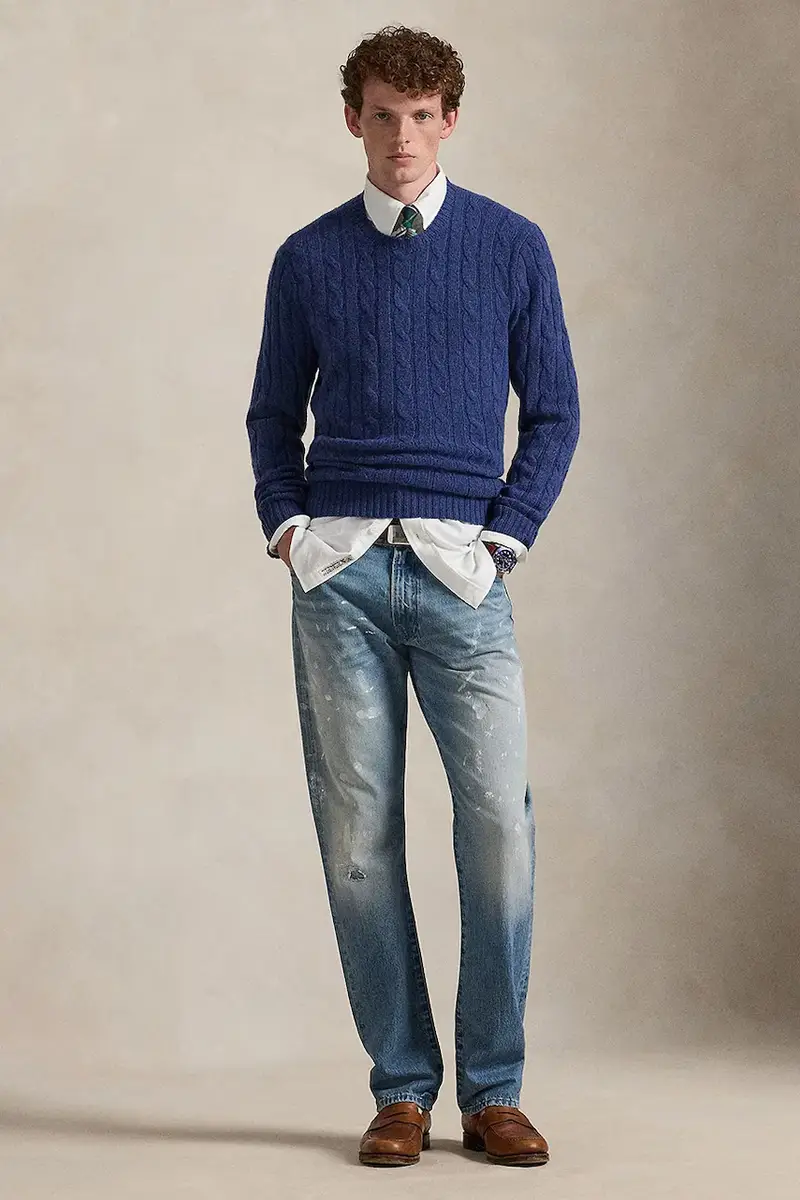 maglione in cachemirie Blu navy miniatura 3