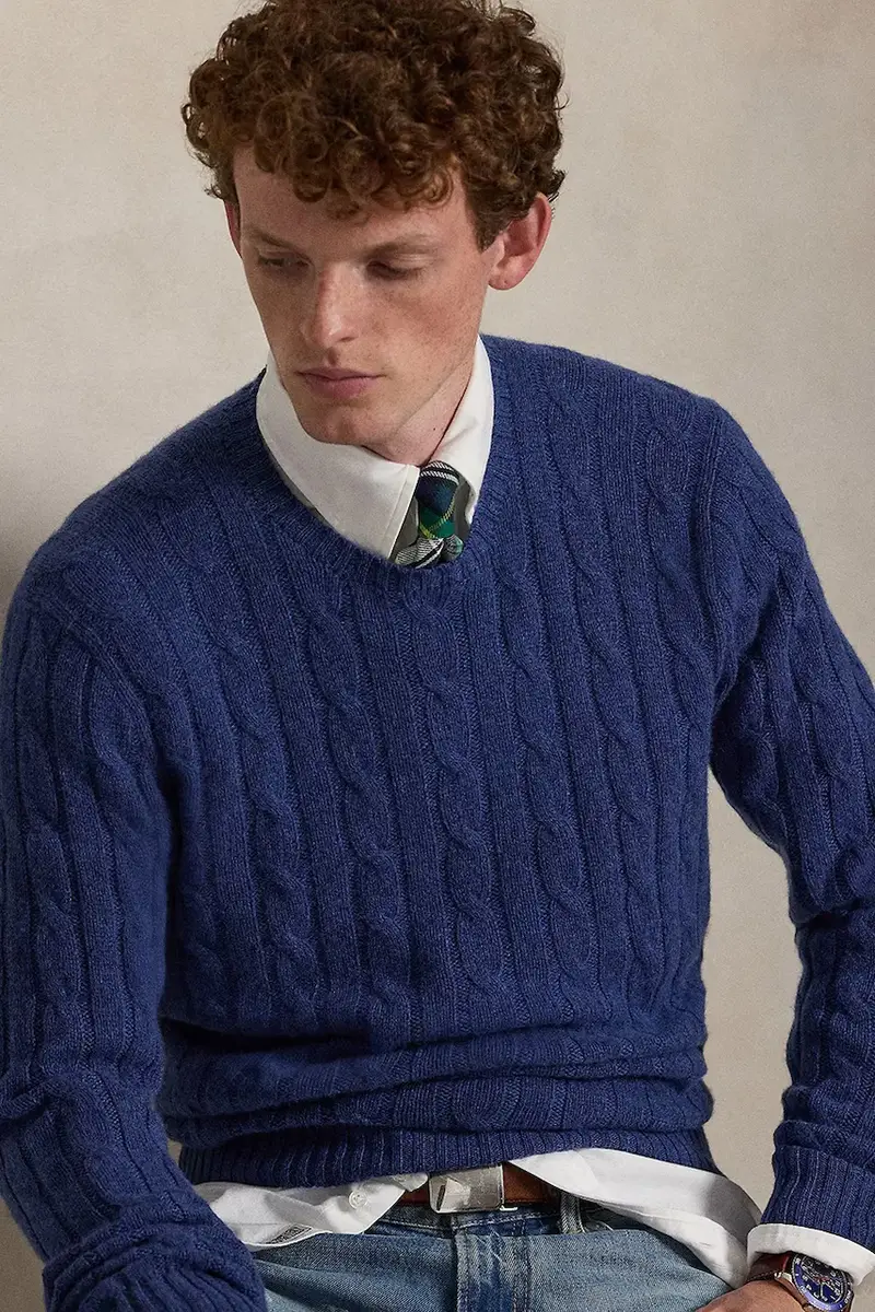 maglione in cachemirie Blu navy miniatura 4