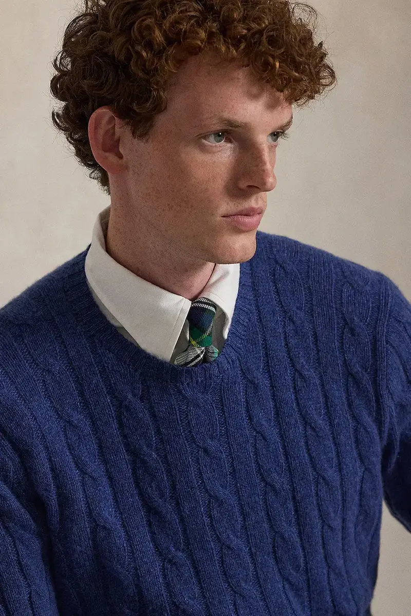 maglione in cachemirie Blu navy miniatura 5