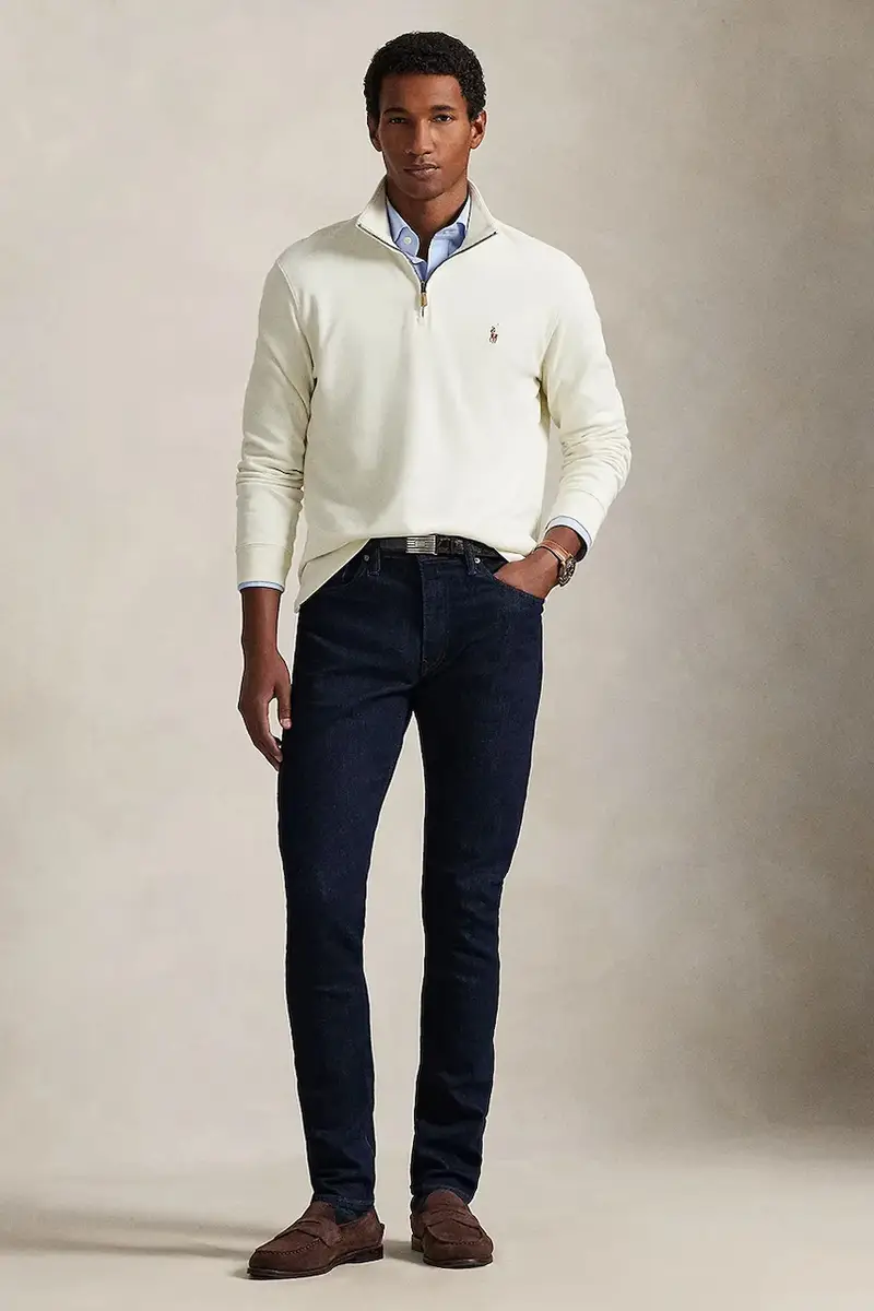 maglione in cotone 40/1 DBL KNIT JACQ Beige miniatura 3