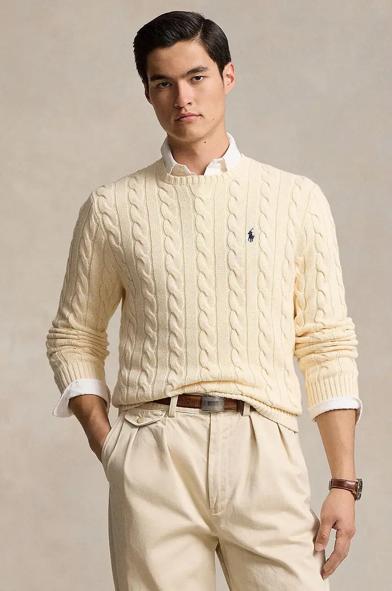 maglione in cotone colore beige