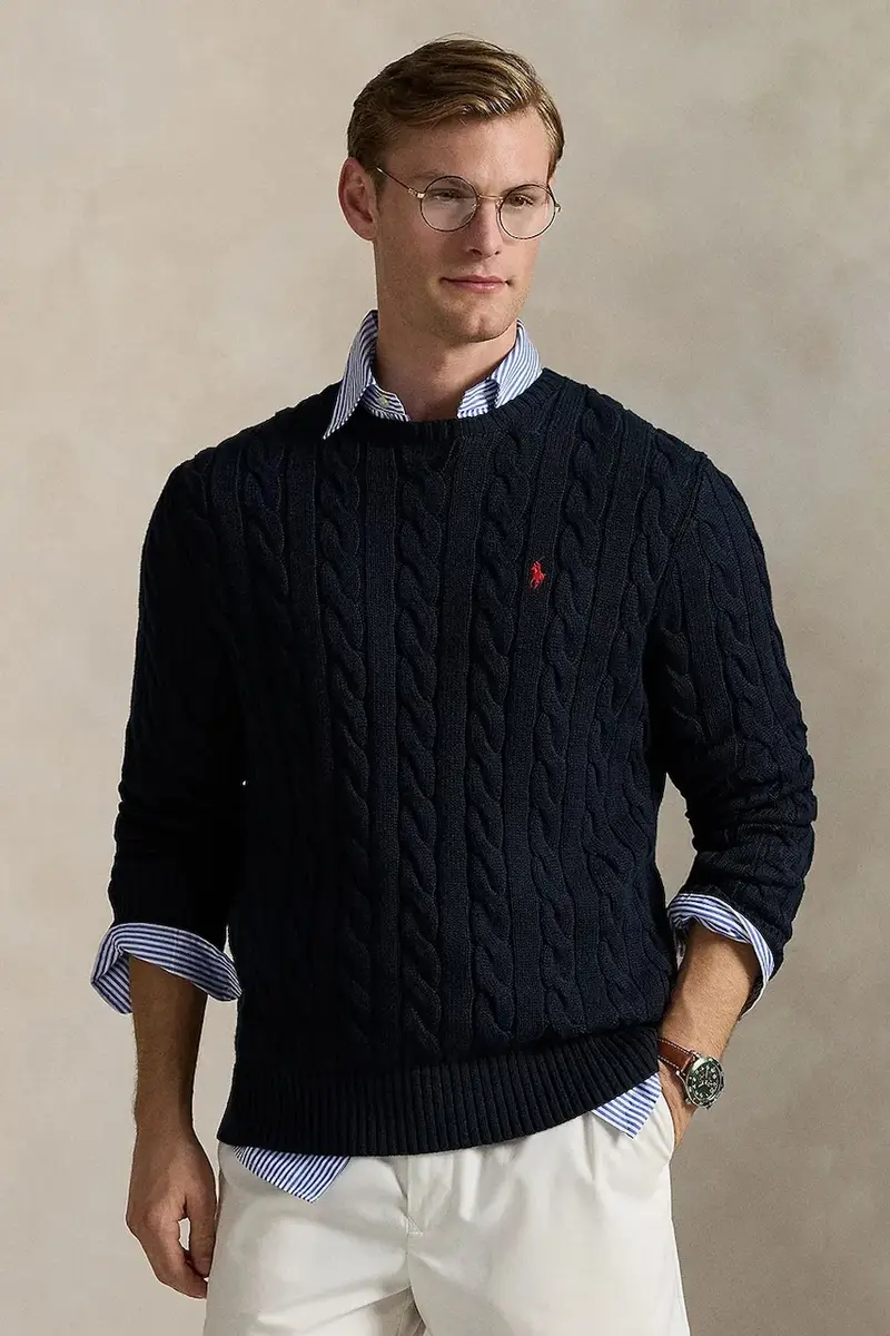 maglione in cotone colore beige 710775885 Blu navy