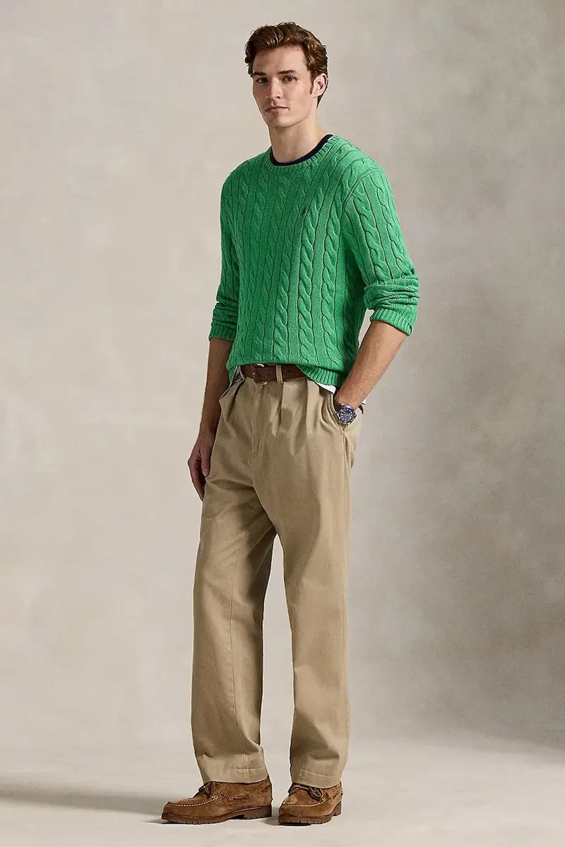 maglione in cotone colore beige 710775885 Verde miniatura 3