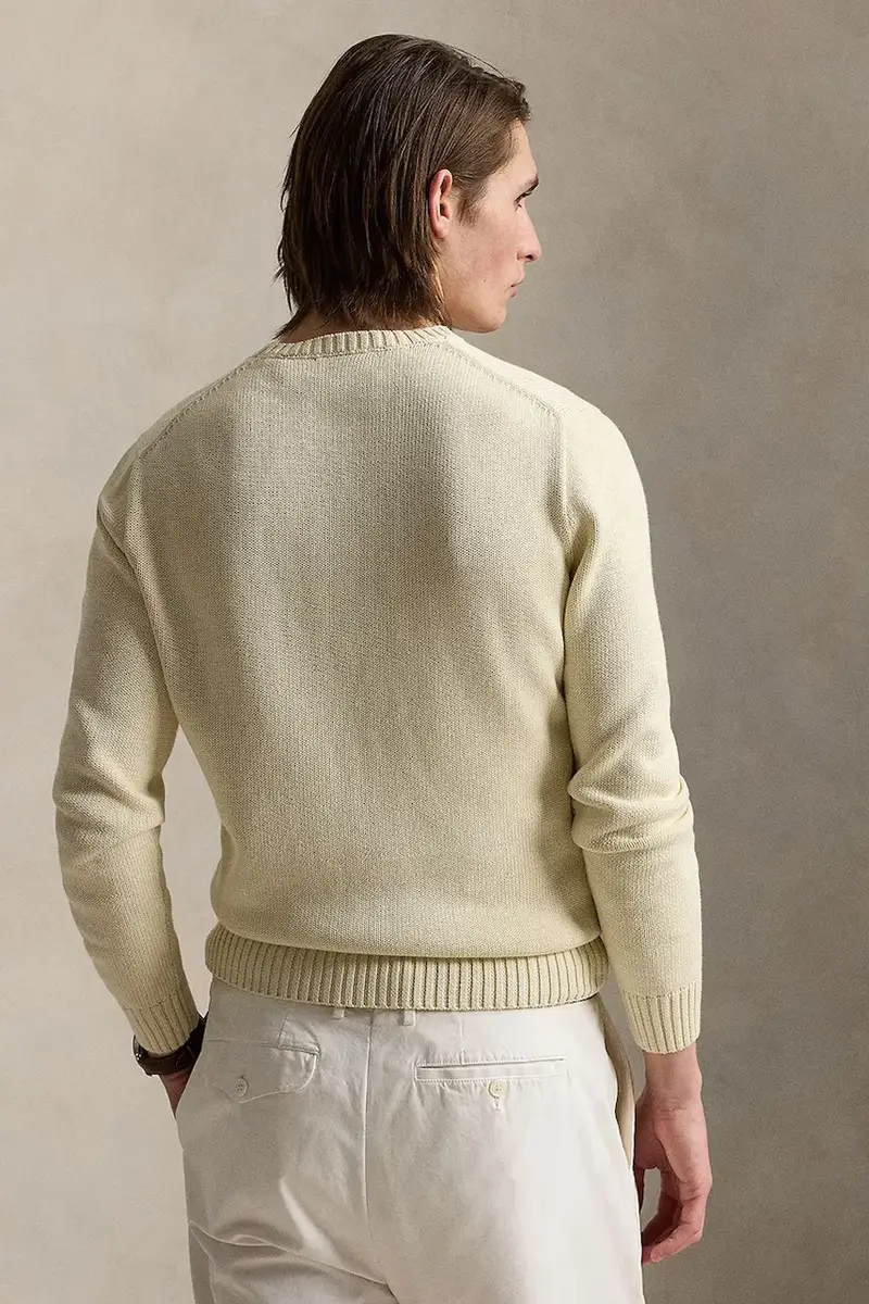 maglione in cotone colore blu 710810846 Beige miniatura 2