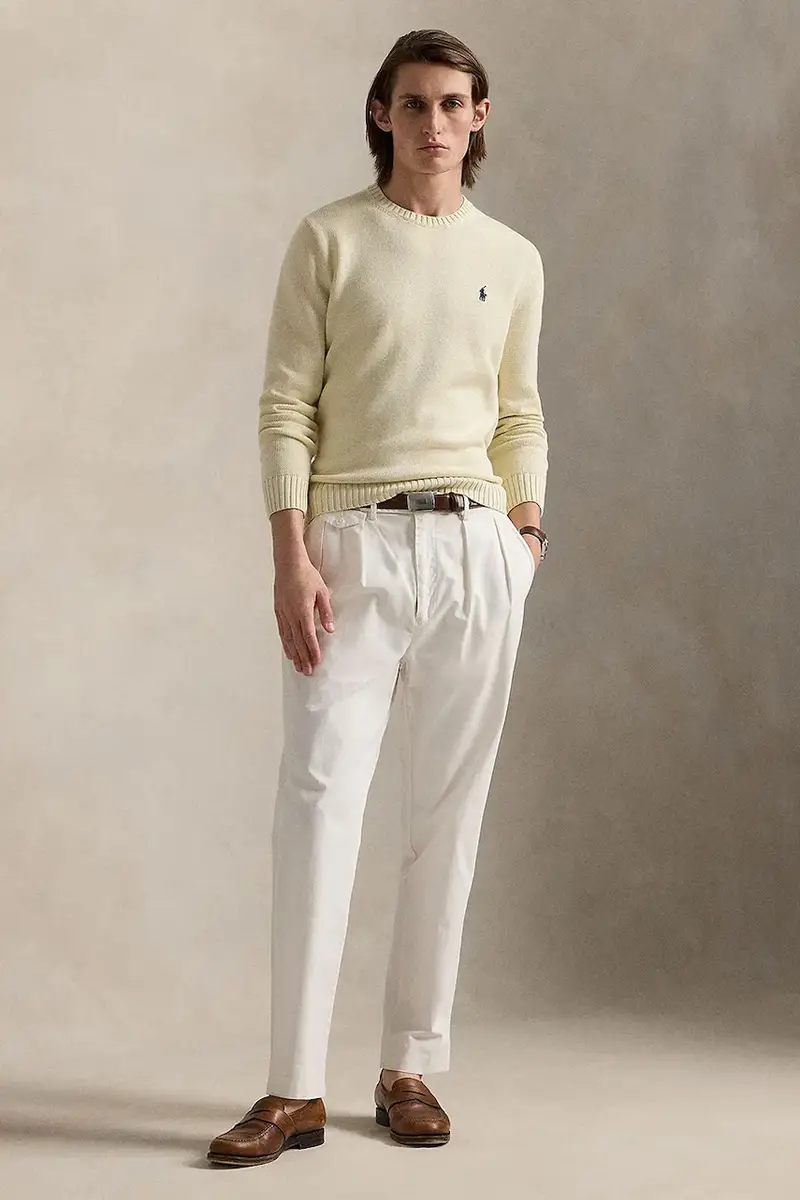 maglione in cotone colore blu 710810846 Beige miniatura 3