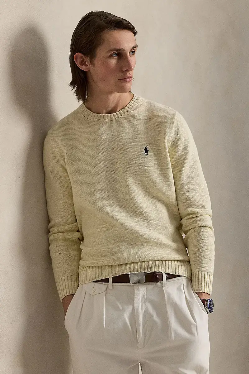 maglione in cotone colore blu 710810846 Beige