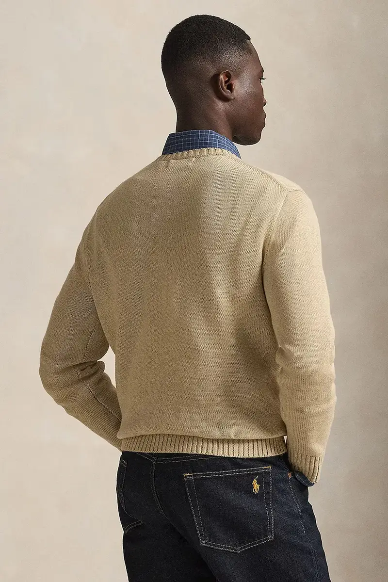 maglione in cotone colore blu 710810846 Giallo miniatura 2