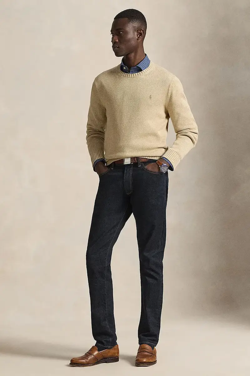 maglione in cotone colore blu 710810846 Giallo miniatura 3