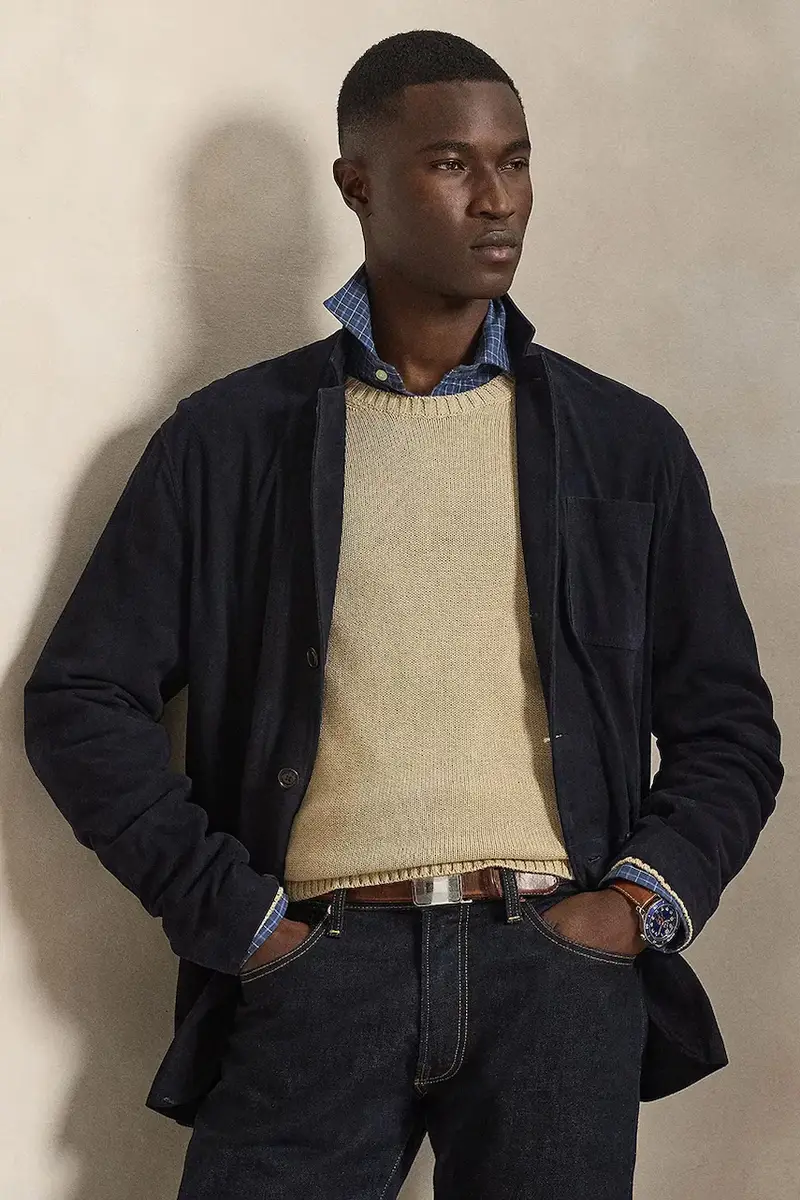 maglione in cotone colore blu 710810846 Giallo miniatura 5