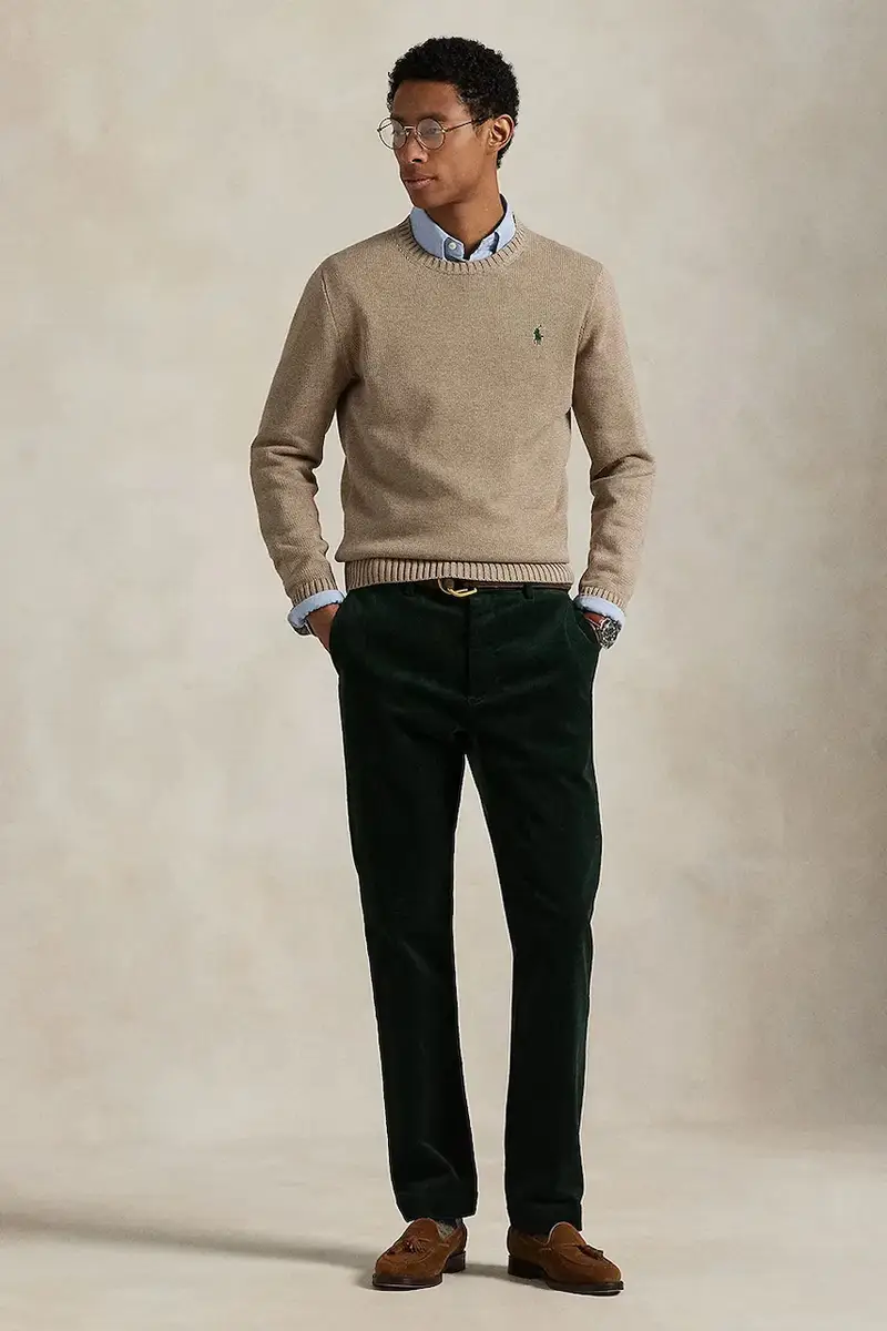 maglione in cotone colore blu 710810846 Marrone miniatura 3