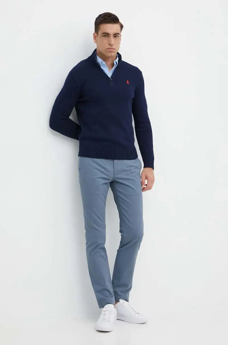 maglione in cotone colore blu Blu navy miniatura 2