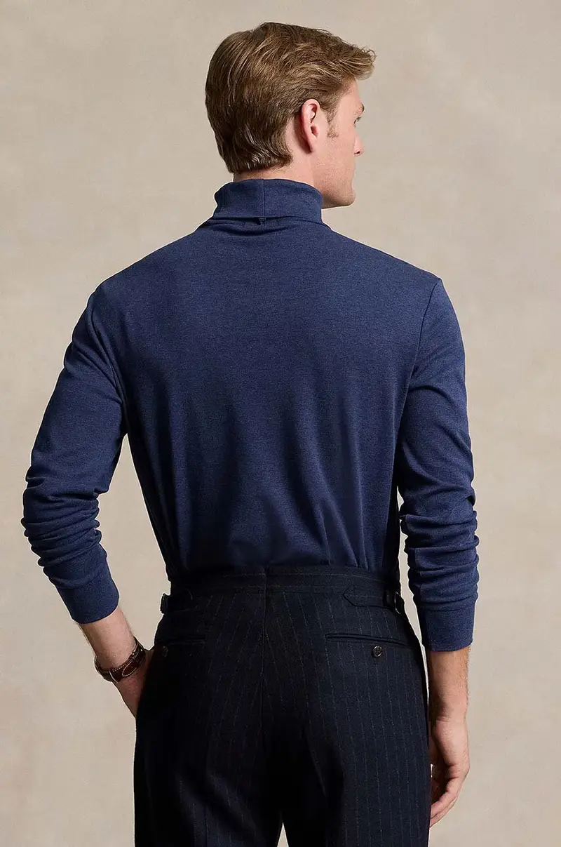 maglione in cotone colore blu navy miniatura 2