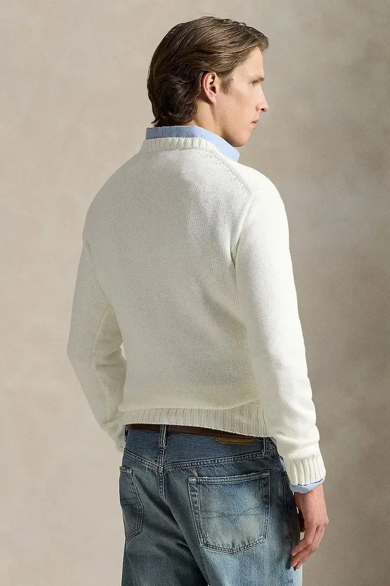 maglione in cotone colore blu navy 710718281 Bianco miniatura 2