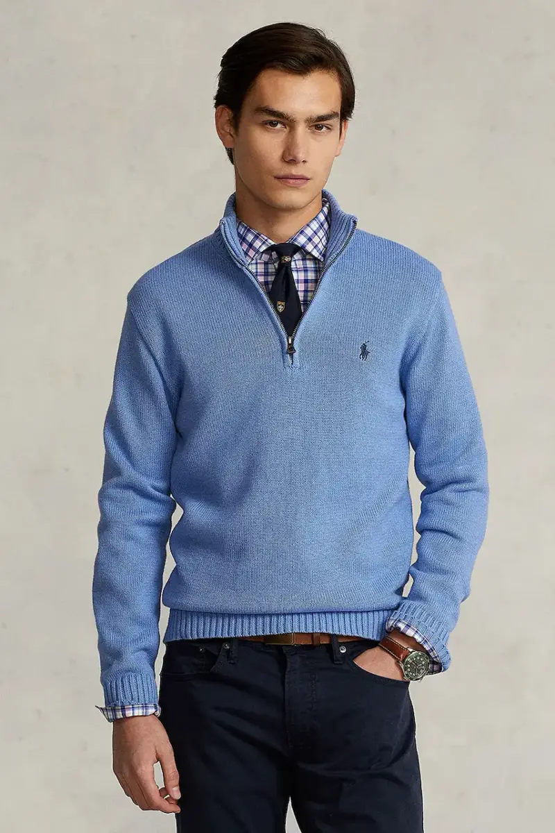 maglione in cotone colore blu navy 710859939