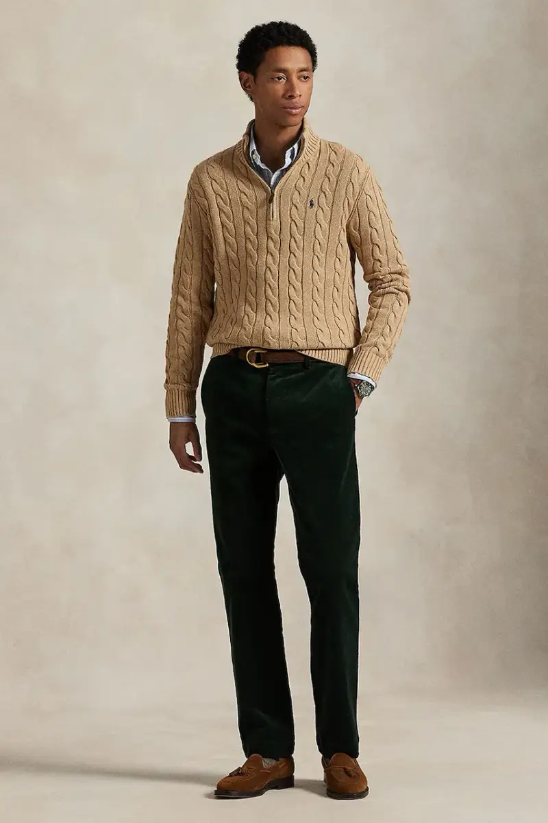 maglione in cotone colore granata 710810841 Beige miniatura 3