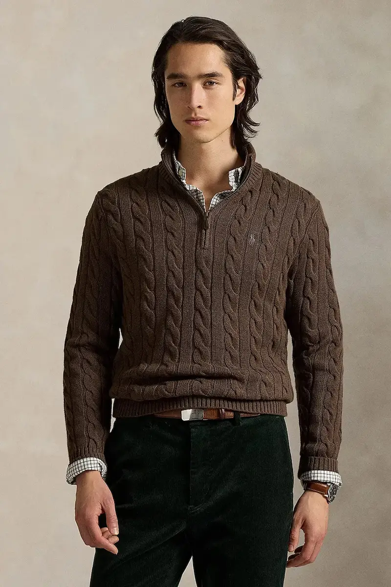 maglione in cotone colore granata 710810841 Marrone