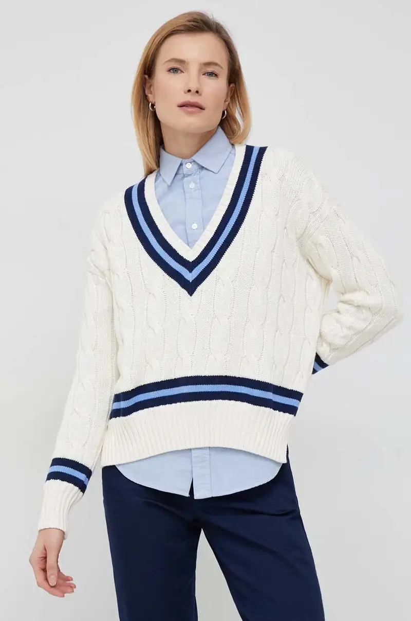 maglione in cotone donna Beige miniatura 4