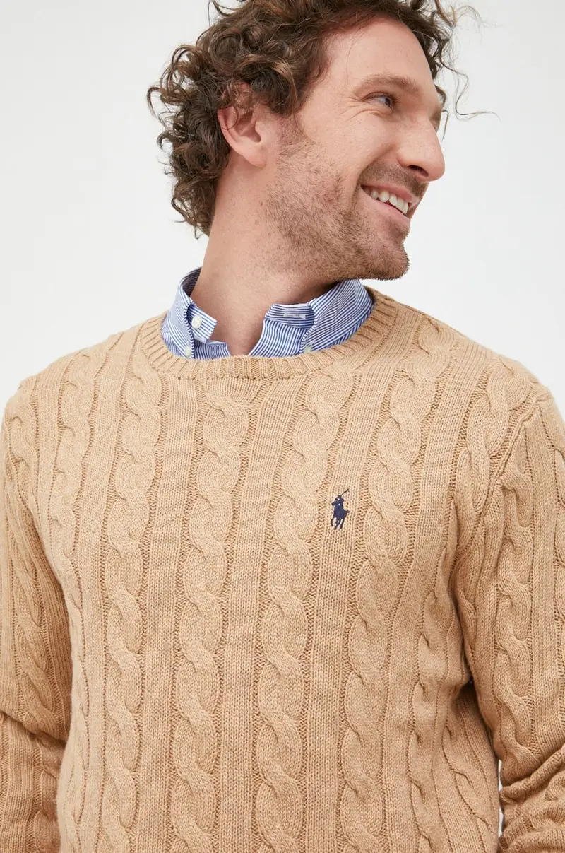maglione in cotone uomo Beige