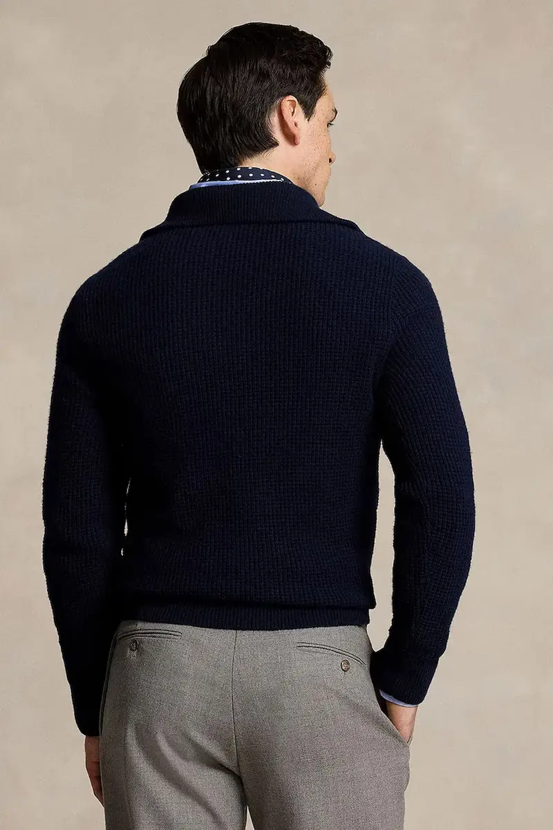 maglione in lana colore blu navy 710941101 miniatura 2