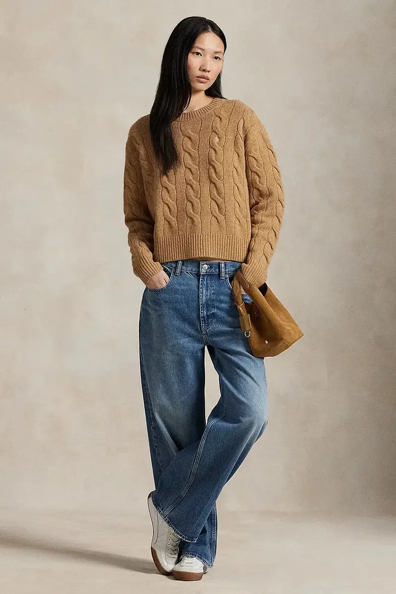 maglione in lana donna colore beige 211A91216 miniatura 3