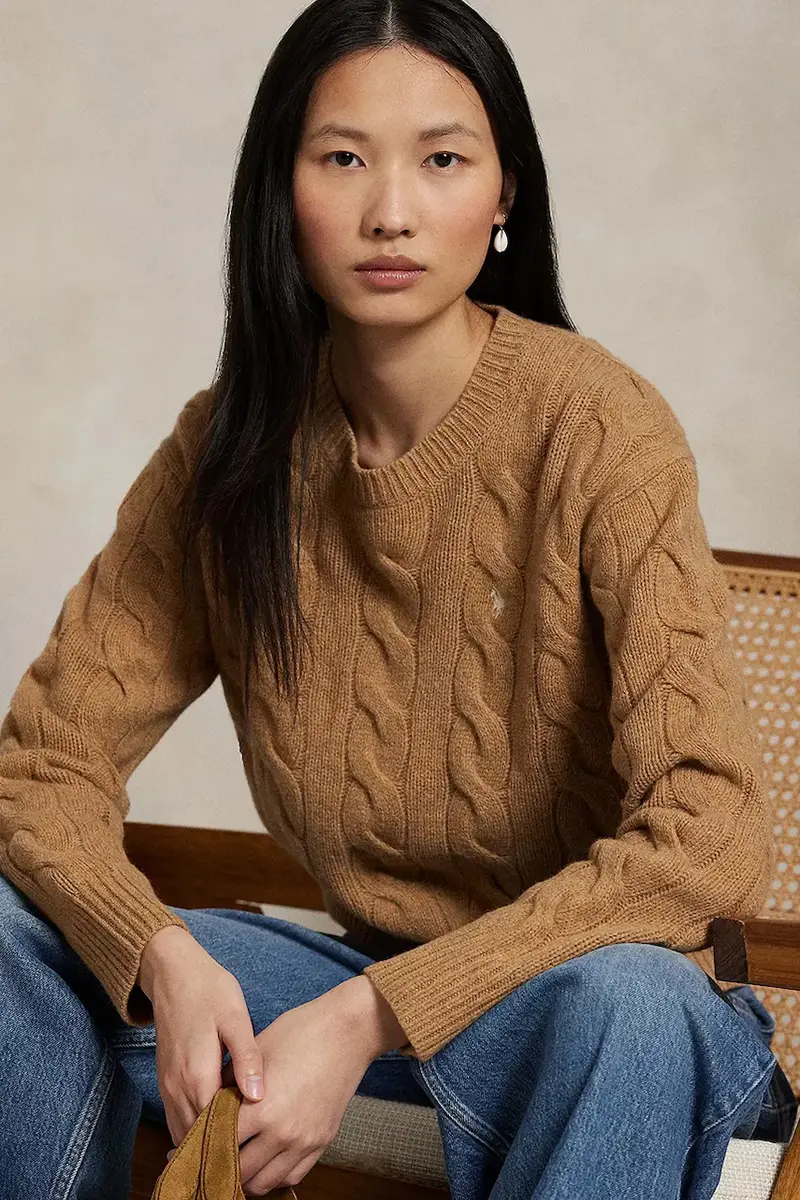 maglione in lana donna colore beige 211A91216 miniatura 5