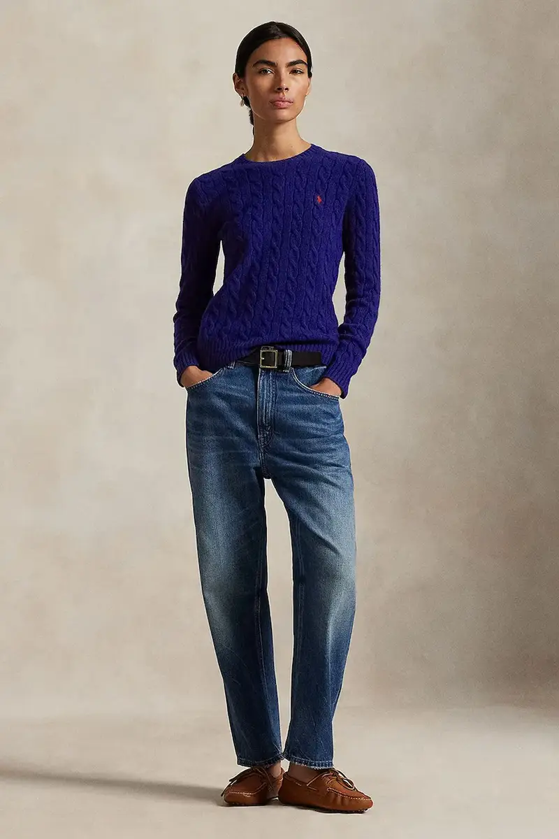 maglione in lana donna colore blu navy 211971865012 miniatura 3