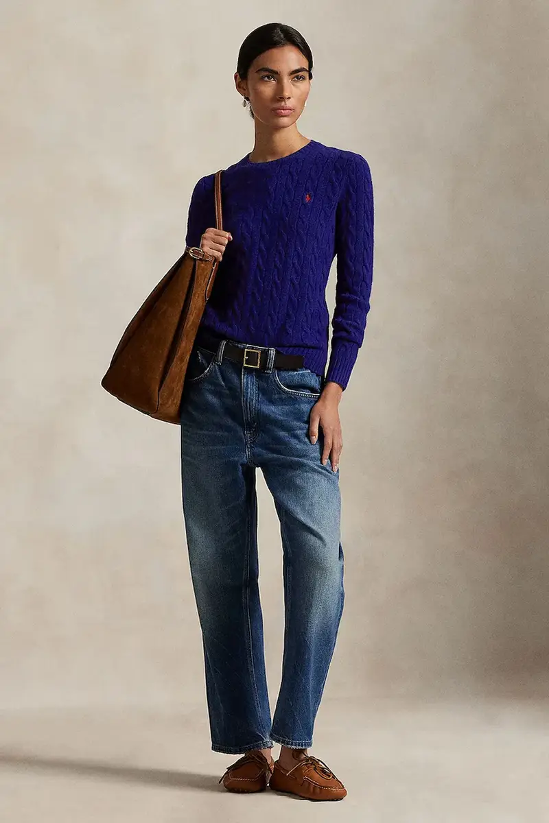 maglione in lana donna colore blu navy 211971865012 miniatura 5