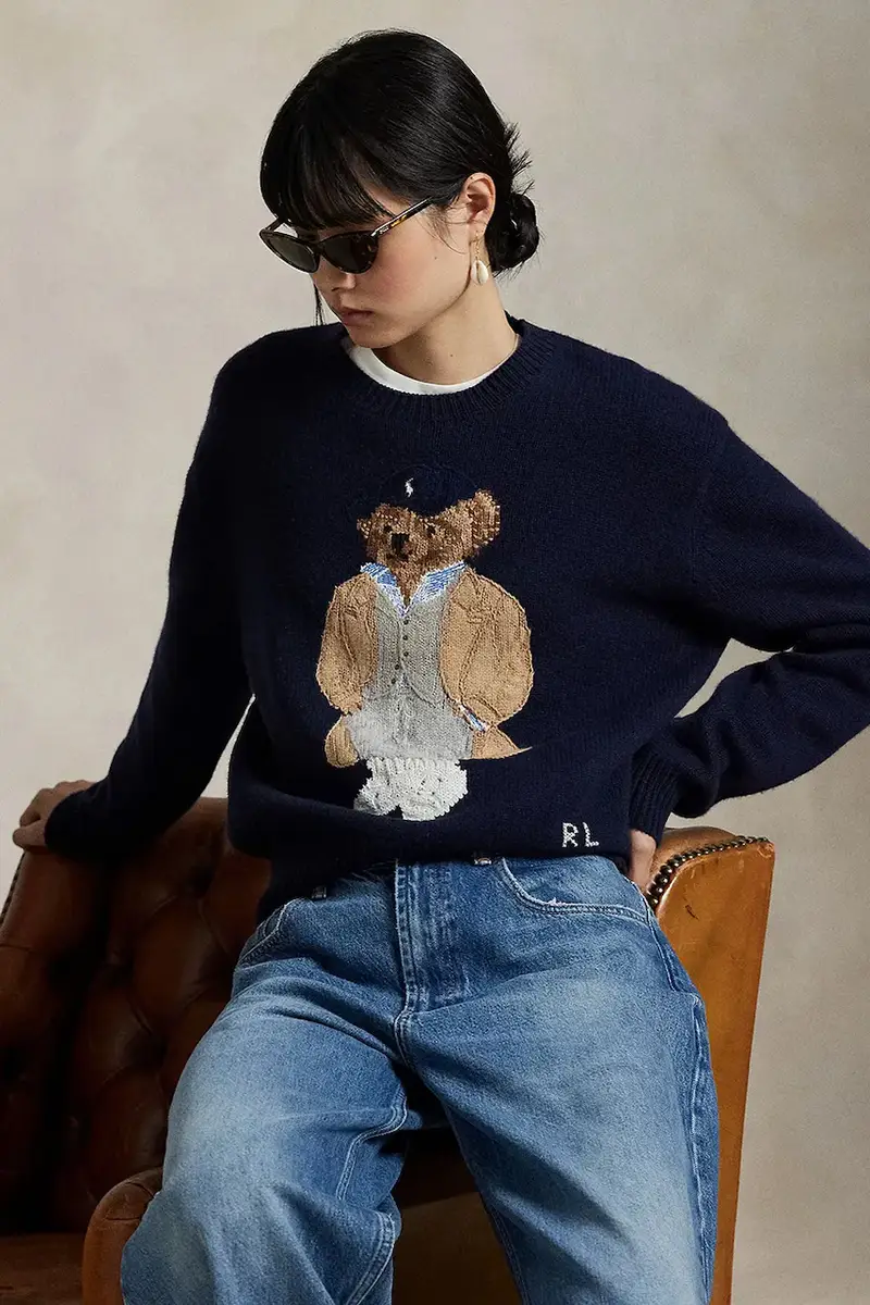 maglione in lana donna colore blu navy 211972139 miniatura 5