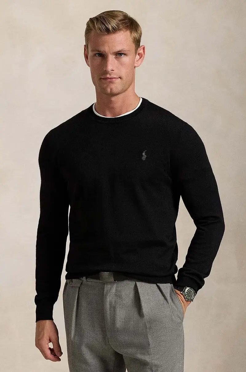 maglione in lana Merino Wool uomo colore nero 710946143004