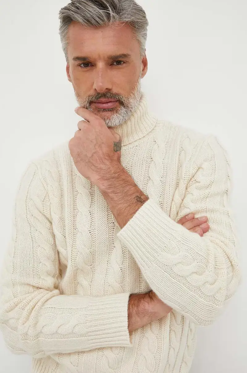 maglione in lana uomo Beige miniatura 4