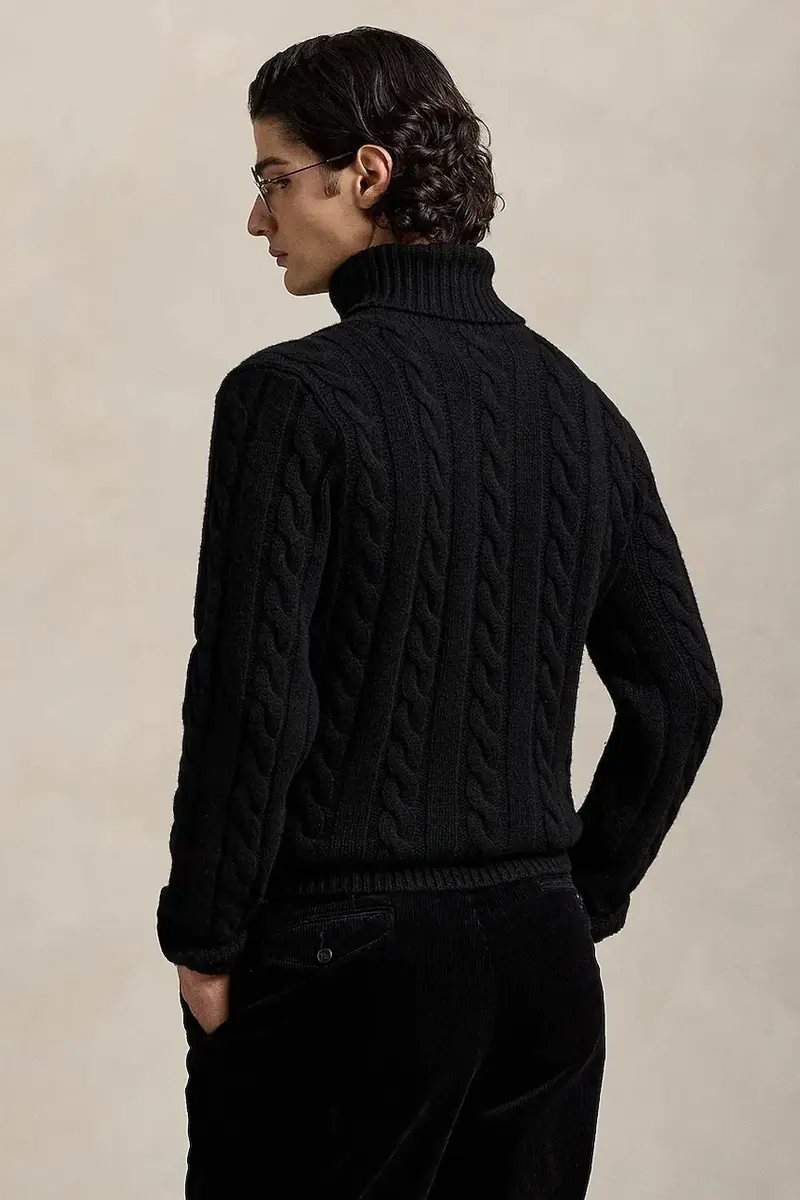 maglione in lana uomo colore beige 710917035 Nero miniatura 2