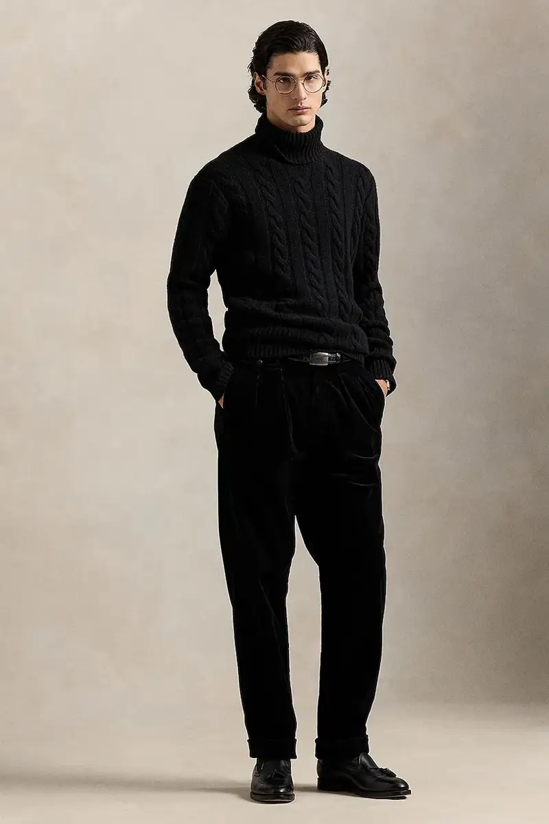 maglione in lana uomo colore beige 710917035 Nero miniatura 3