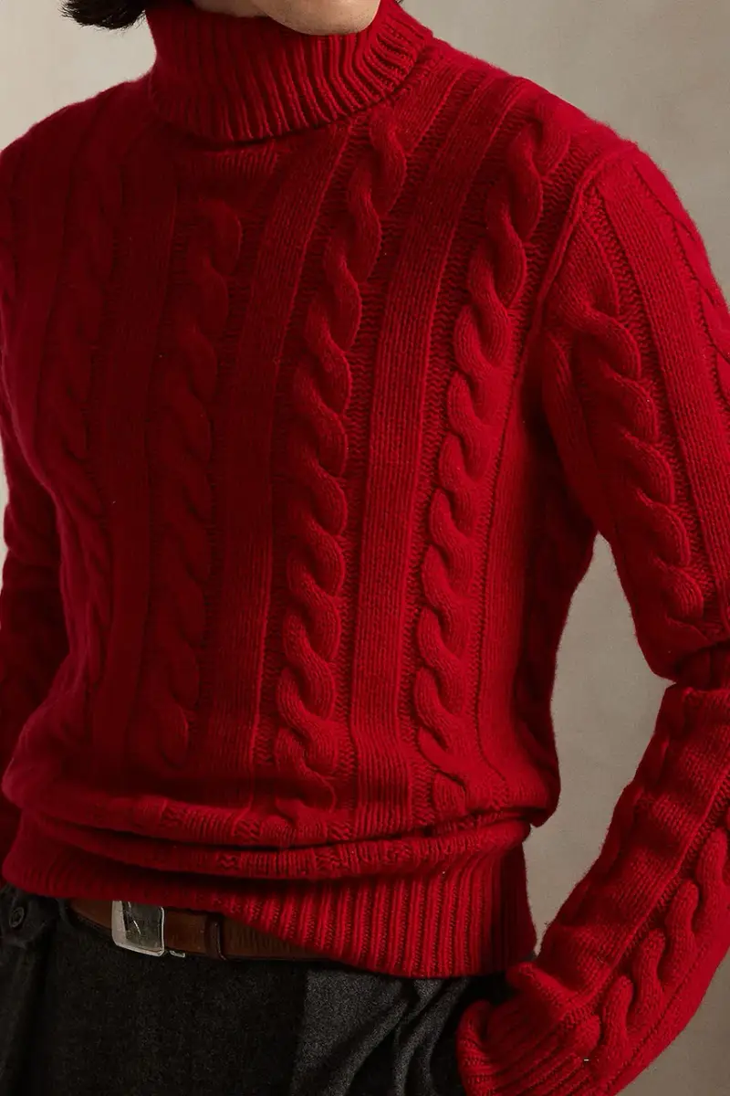 maglione in lana uomo colore beige 710917035 Rosso miniatura 3