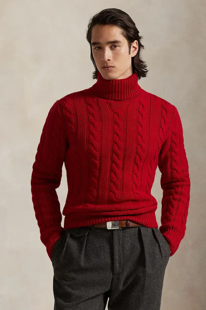 maglione in lana uomo colore beige 710917035 Rosso