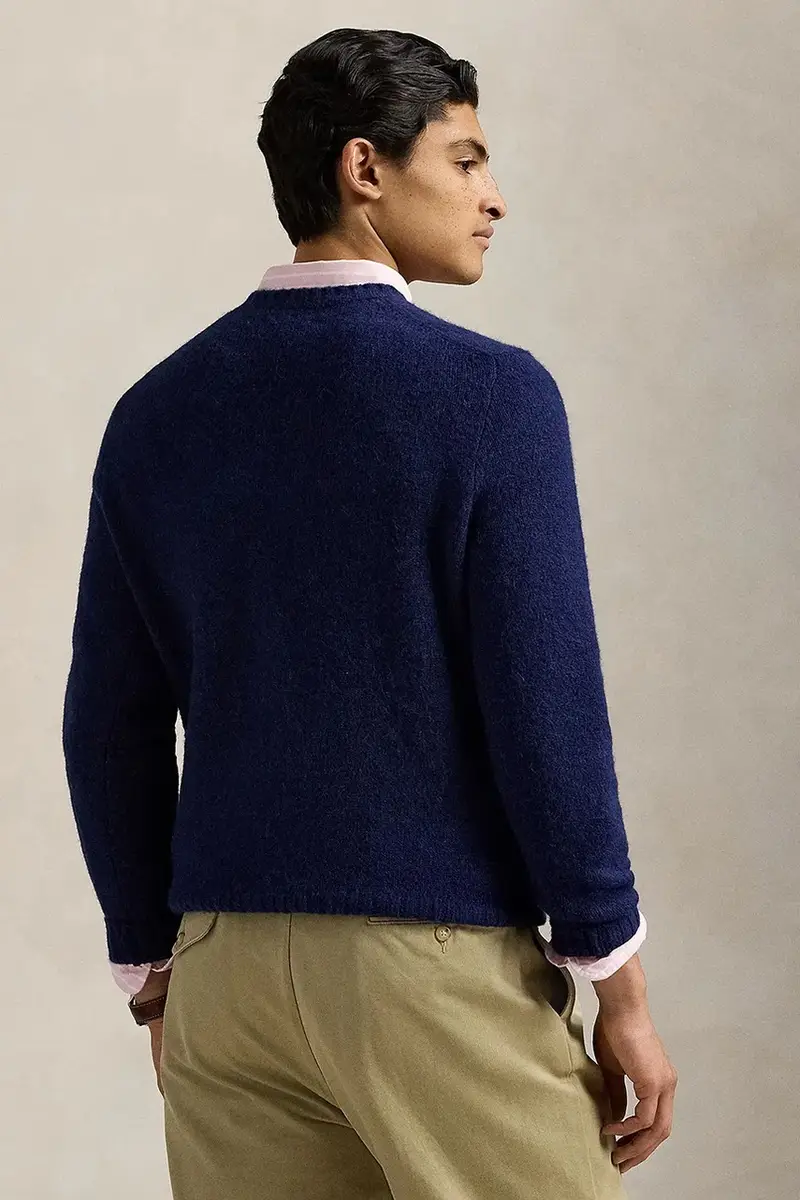 maglione in lana uomo colore beige 710918805 Blu navy miniatura 2