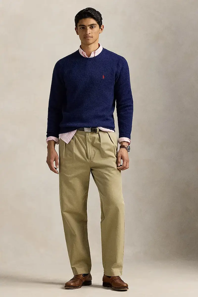 maglione in lana uomo colore beige 710918805 Blu navy miniatura 3