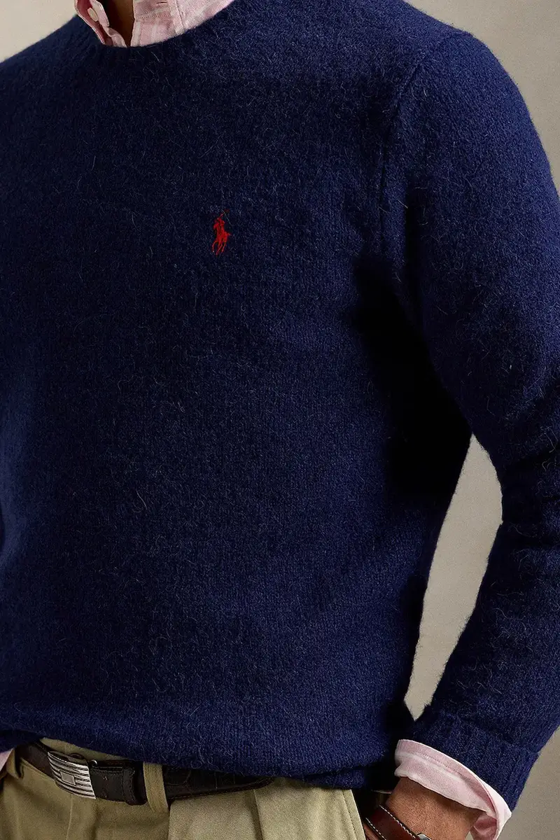 maglione in lana uomo colore beige 710918805 Blu navy miniatura 4