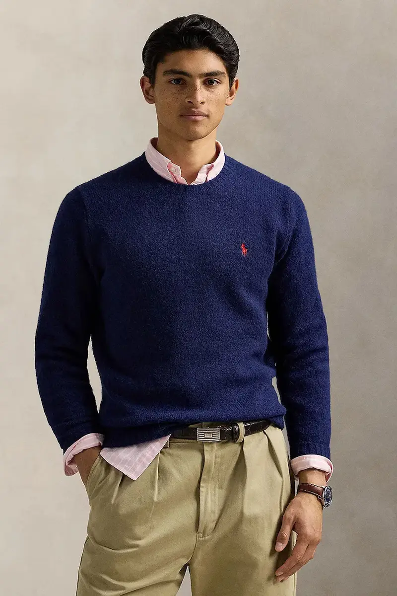 maglione in lana uomo colore beige 710918805 Blu navy