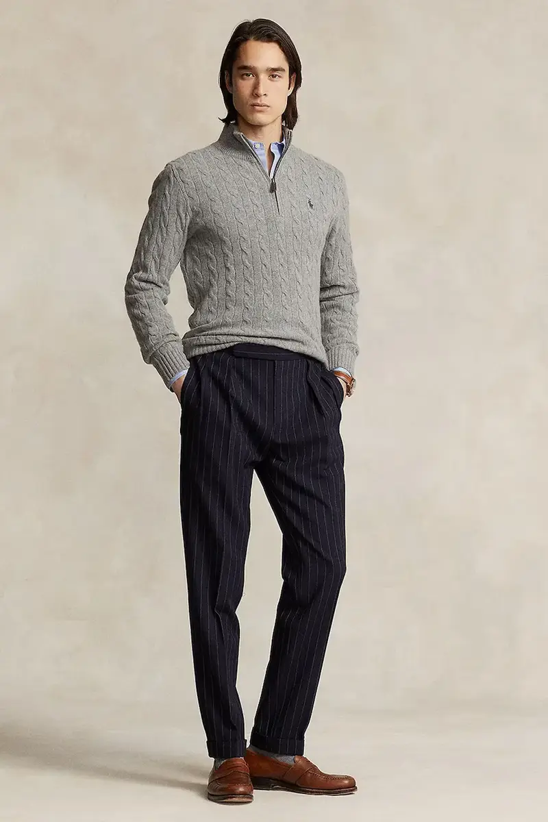 maglione in lana uomo colore blu navy 710876766 Grigio miniatura 3