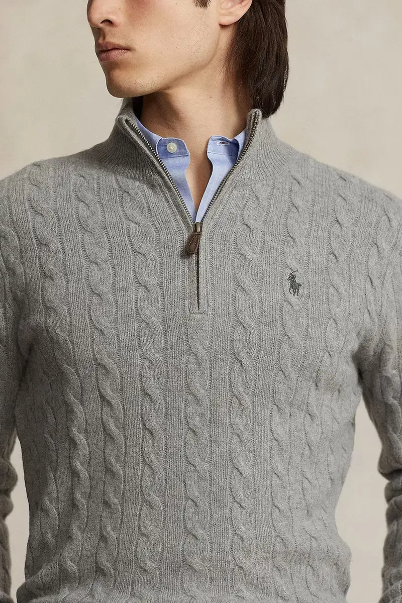 maglione in lana uomo colore blu navy 710876766 Grigio miniatura 4