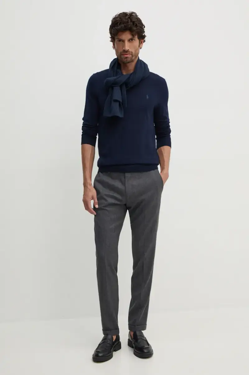 maglione in lana uomo colore blu navy 710946143 miniatura 2