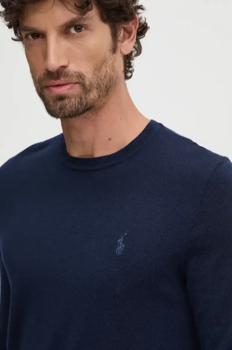 maglione in lana uomo colore blu navy 710946143 miniatura 5